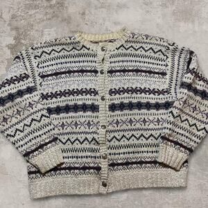 80s vintage wool knit cardigan st johns bay size XL